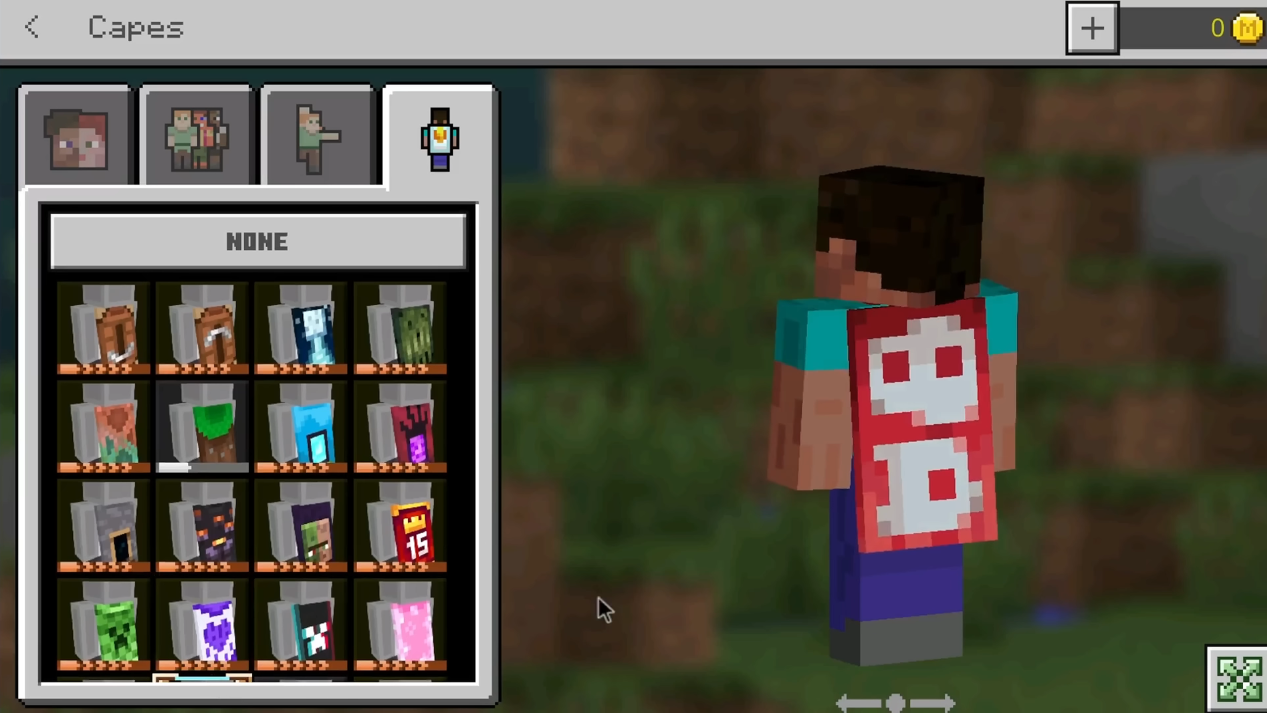 Minecraft Bedrock player able to equip any cape using the 1.16.0 API glitch