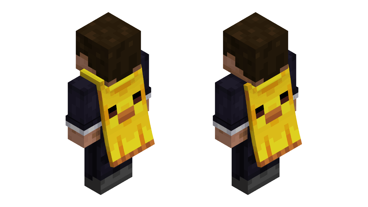 Cape Physics shoulder pieces in Minecraft Bedrock Edition — decorative pauldrons on player character