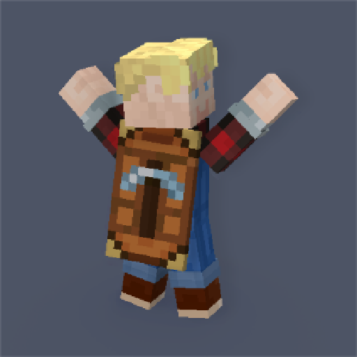 Crafter Cape worn by a Minecraft character, full body view of the exclusive cosmetic