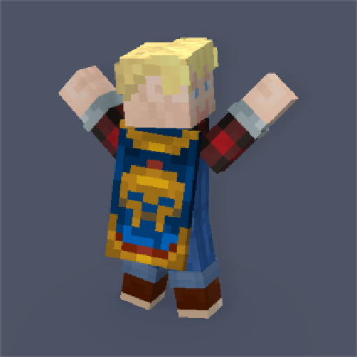 Sapphire Cape worn by a Minecraft character, full body view of the exclusive cosmetic