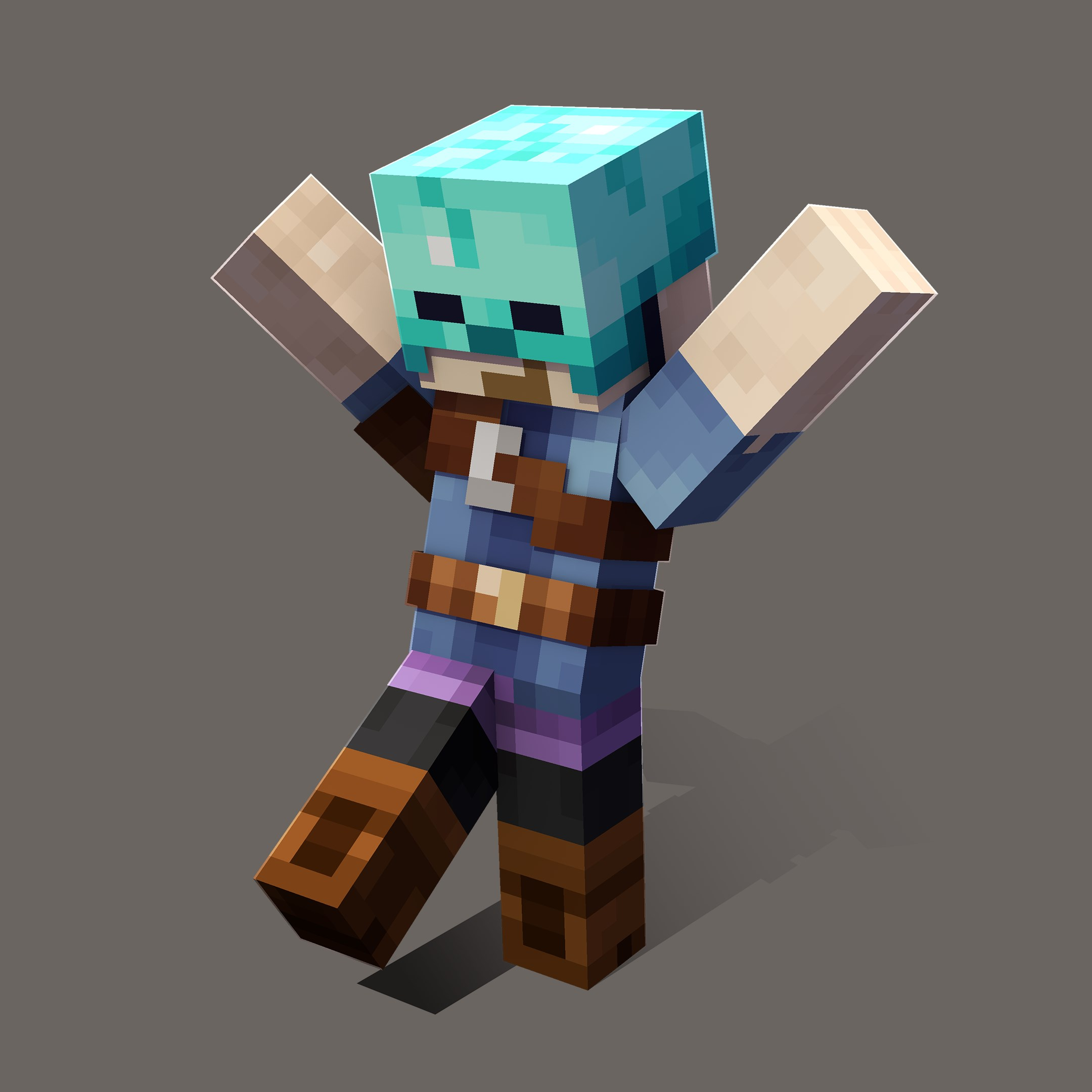 Diamond Skullcap worn by a Minecraft Bedrock character, full body view of the uncommon headwear cosmetic