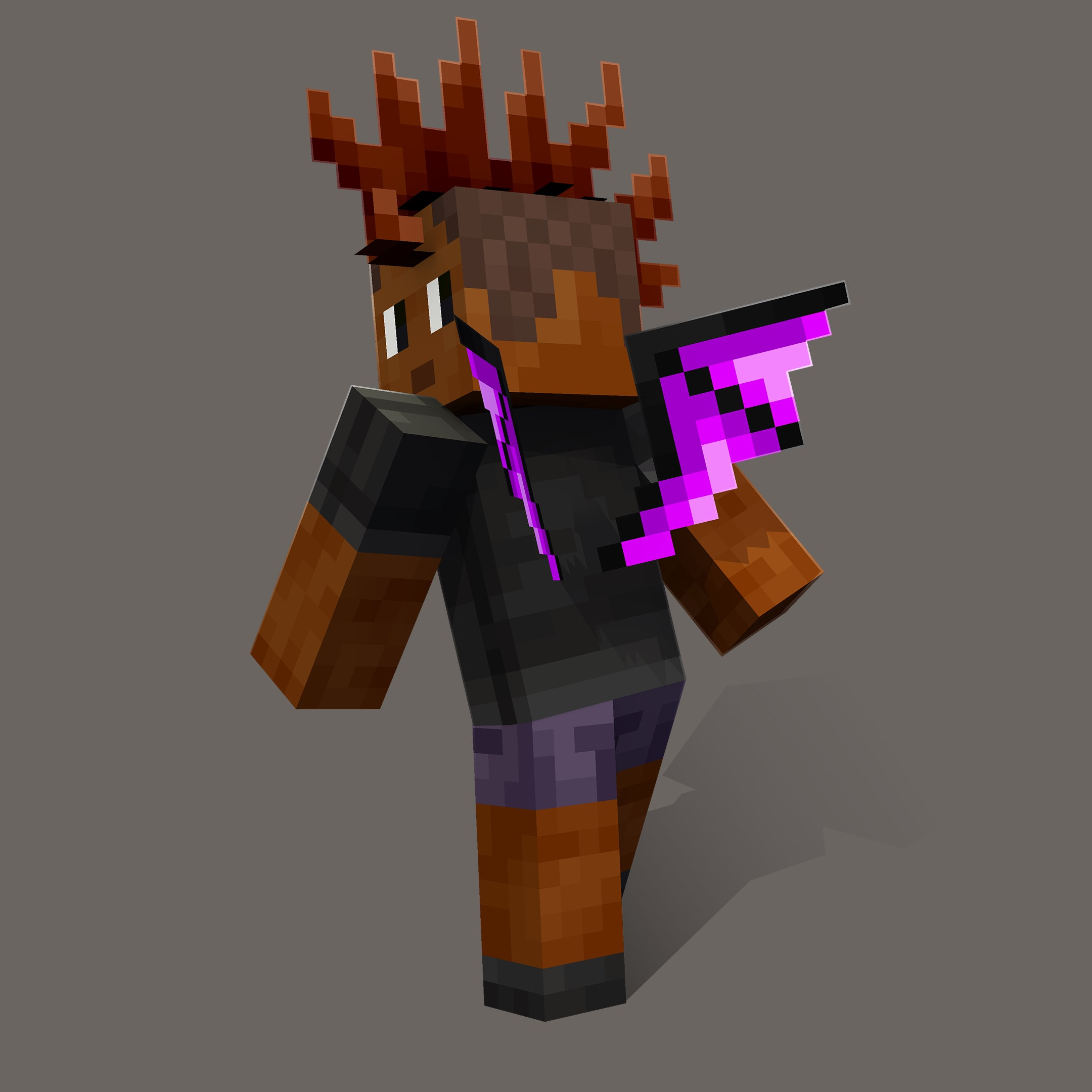 Ender Dragon Wings worn by a Minecraft Bedrock character, full body view of the rare back item cosmetic